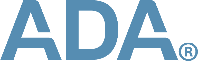 Large blue "ADA" letters with a registered trademark symbol, representing Andros Orthodontics in Pasco, WA.