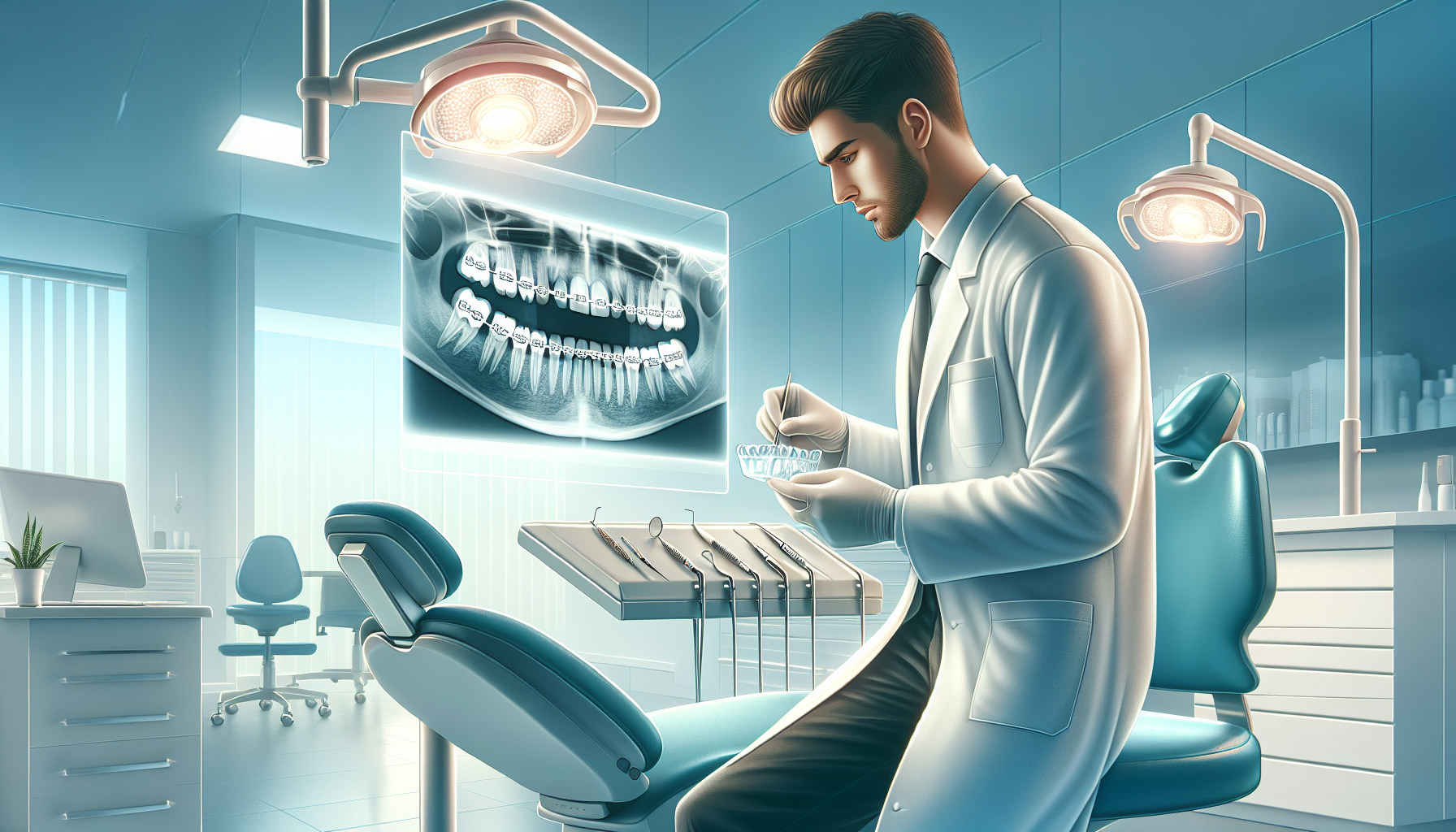 Orthodontist working on dental appliances