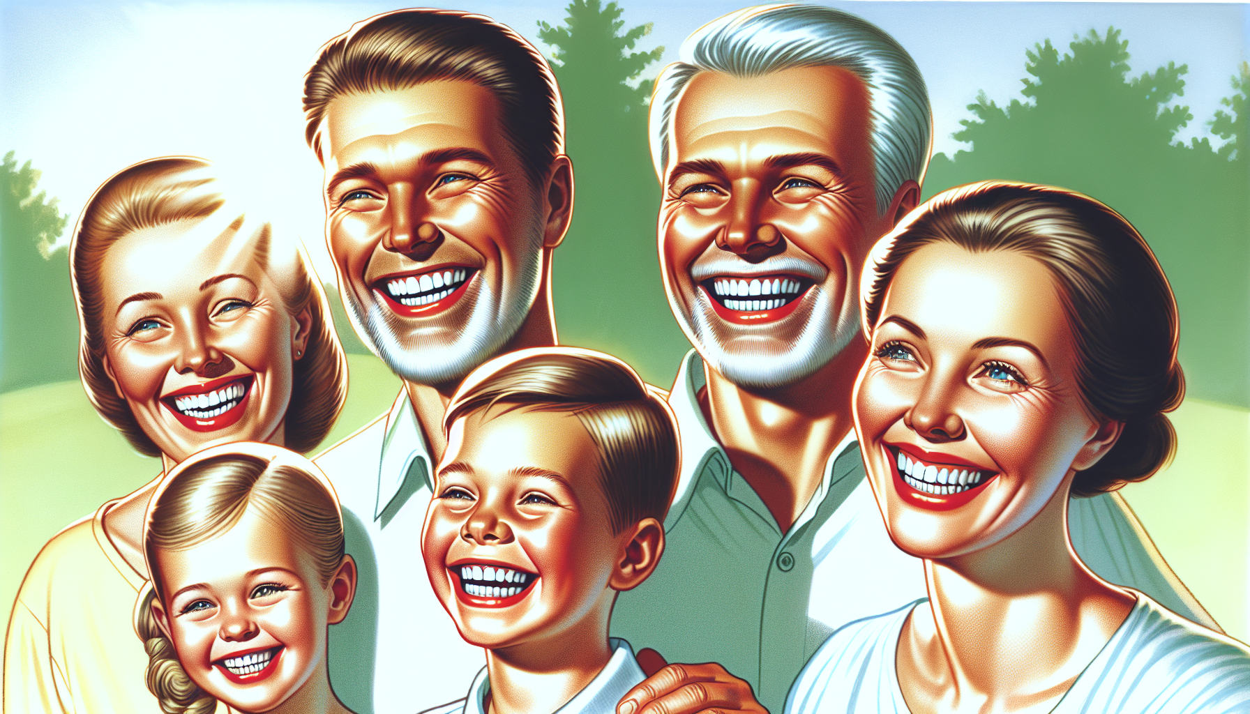 Illustration of happy families with beautiful smiles