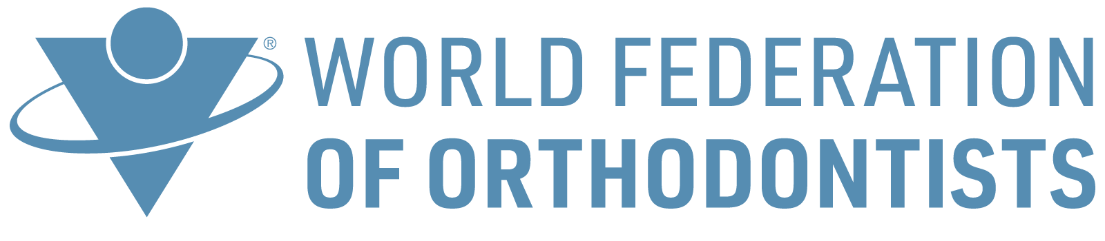 The World Federation of Orthodontists logo, displayed at Andros Orthodontics in Pasco, WA, features a stylized human figure encircled by a ring and the organization's name in blue text.